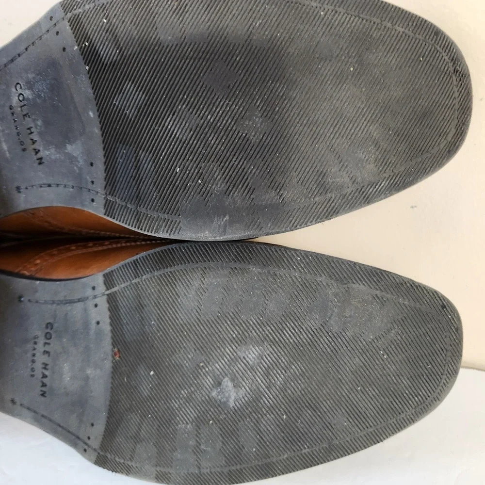 Cole Haan Grand OS Dress Shoes  10.5 Tan Montgomery Wing Oxford Lace Up C20237